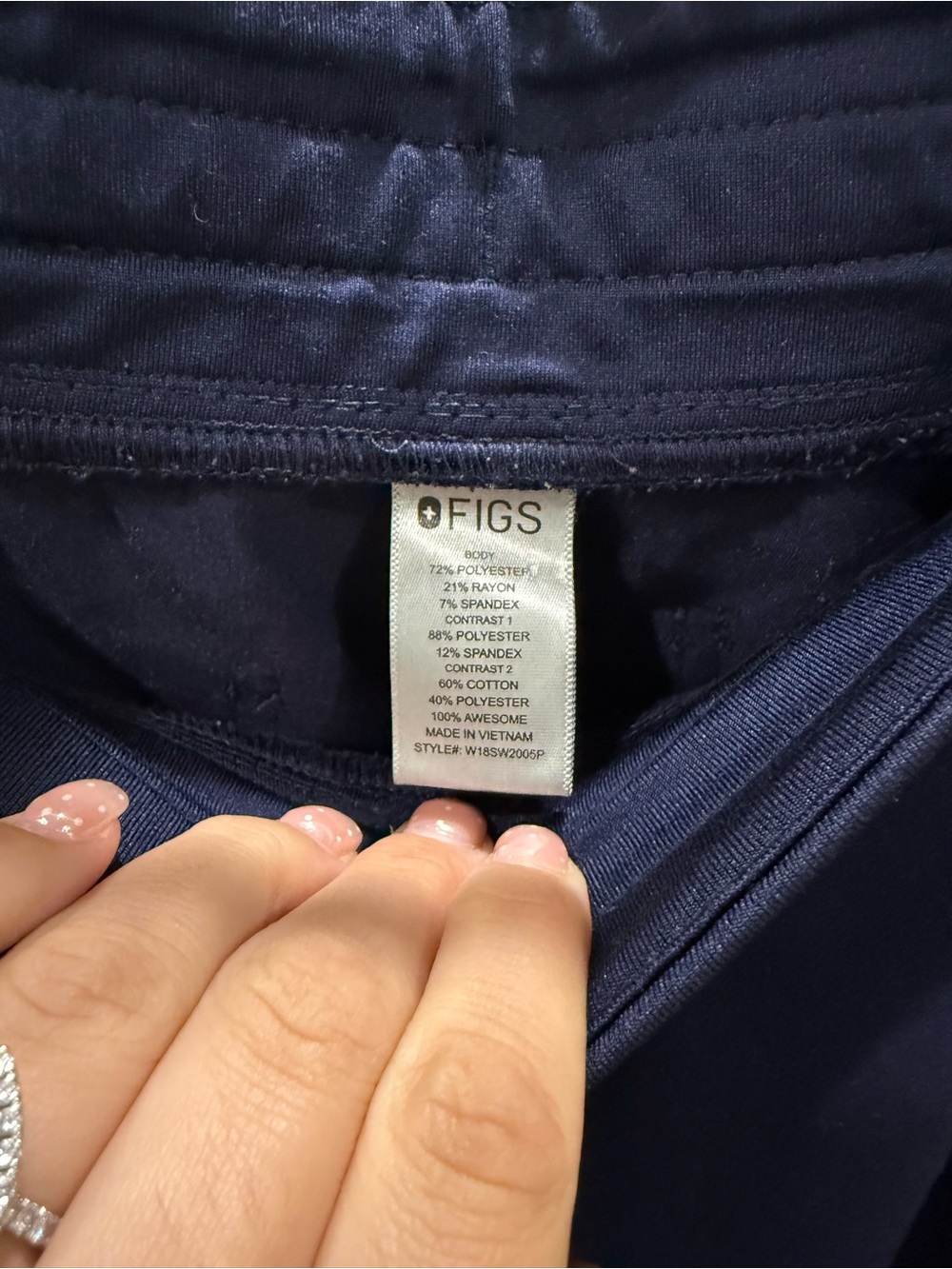 Navy Scrub Joggers Figs Brand with Gray Drawstring Medium - Picture 2 of 2